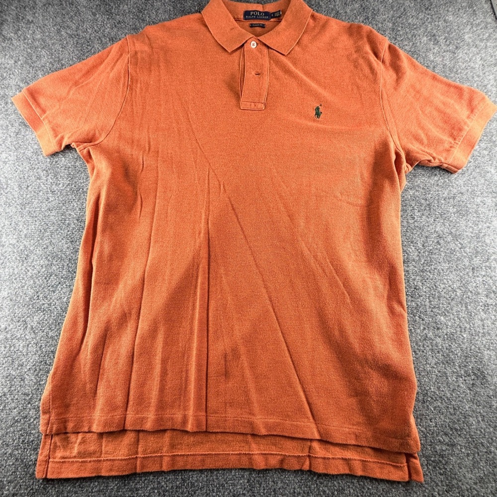 Polo Ralph Lauren Mens Classic Fit Burnt Orange Cotton Pique Polo Shirt Large